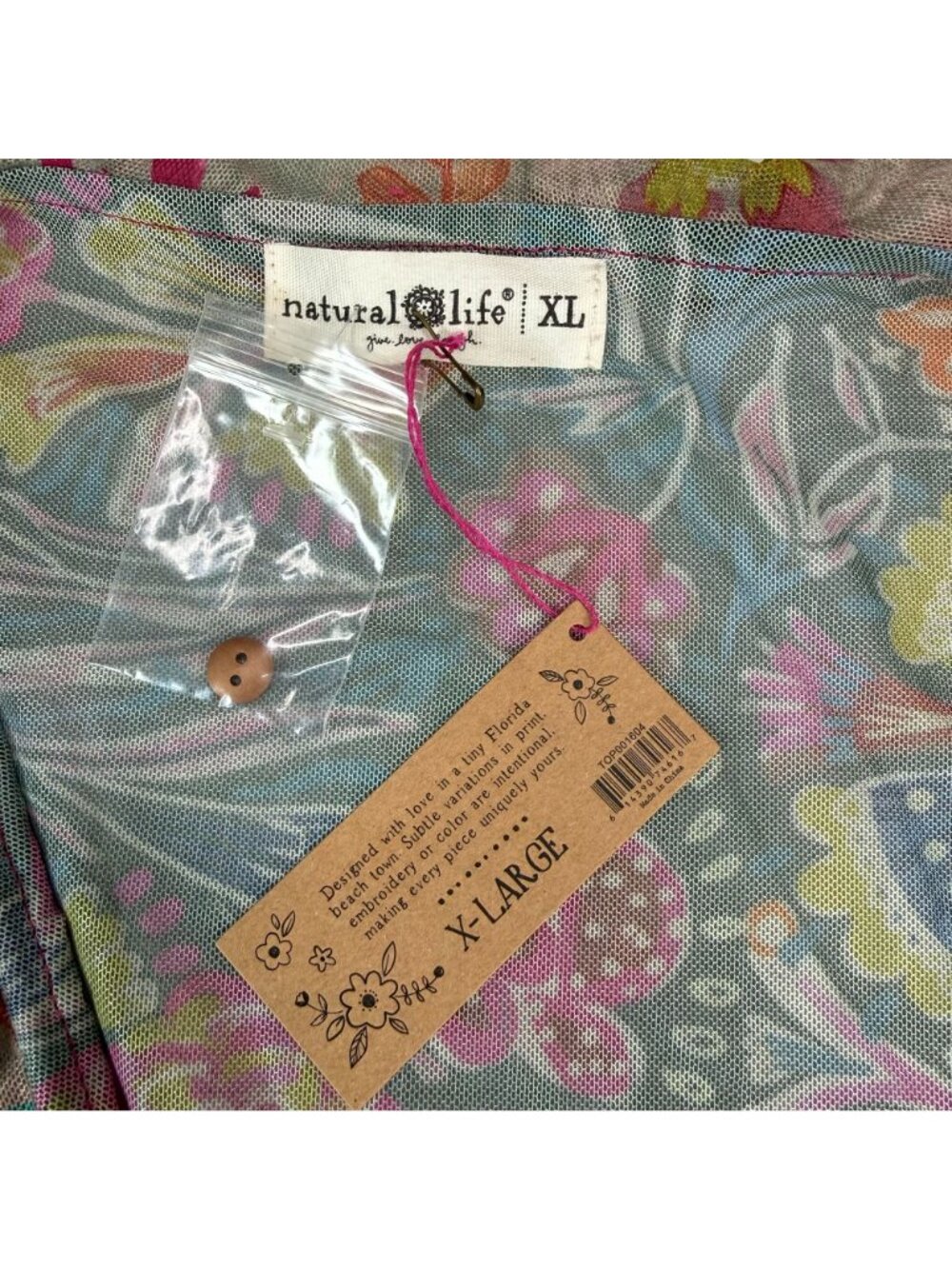 NWT Natural Life Ruffle Babydoll Sheer Peplum Top Bell Sleeve XL Floral V Neck - Picture 2 of 8